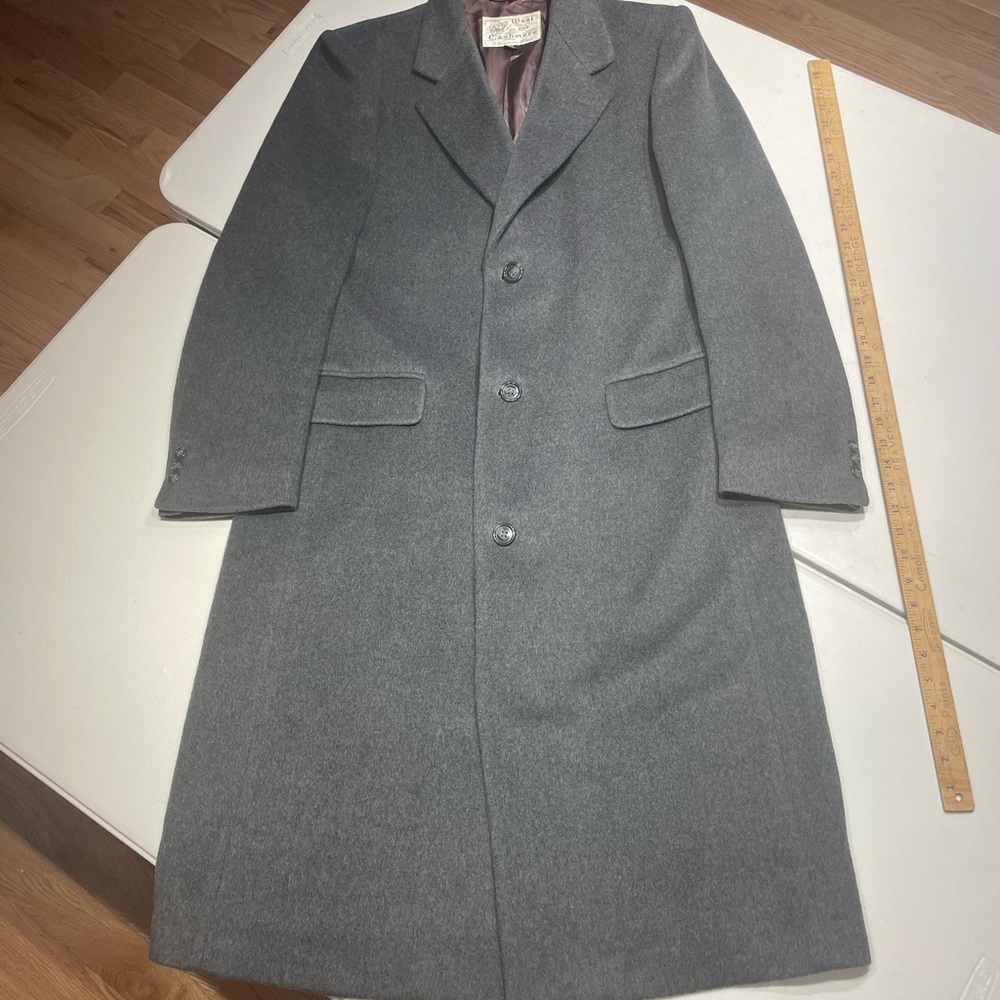 Vintage 80s Moores Italian Wool & Cashmere Overcoat - 42 Tall